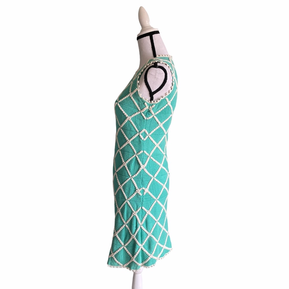 Elegant Turquoise Sleeveless Knit Dress - Picture 4 of 5